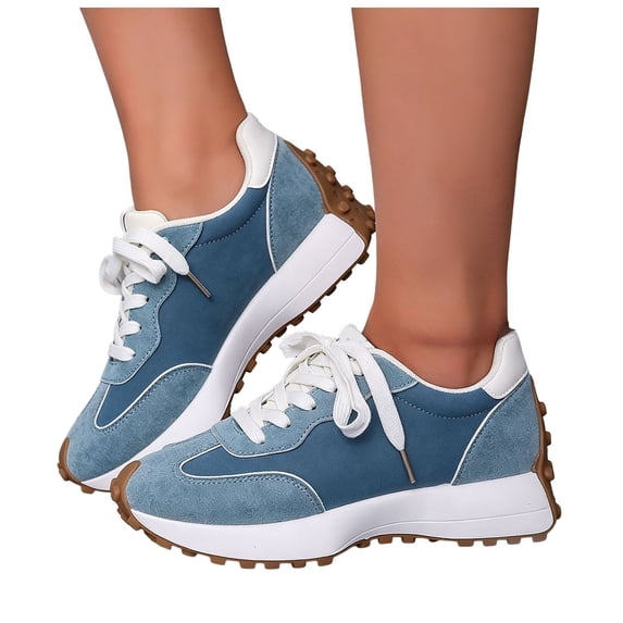 Rokment Women Retro Color Block Running Trainners Skate Shoes Comfortable Suede Platform Non Slip Jogging Walking Tennis Sneakers for School Streetwear Casual