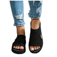 thumbnail image 1 of Rokment Women's Athletic Running Walking Tennis Sandals Lightweight Breathable Mesh Memory Foam Elastic Slip on Gladiator Summer Shoes for Beach Walking Comfortable Black Size 6.5, 1 of 7