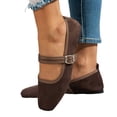 thumbnail image 1 of Rokment Women's Ballet Flat Dress Shoes Fall Stylish Casual Comfortable Ankle Strap Low Heels Walking Loafers for Casual Dressy Coffee Size 7, 1 of 5