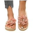 thumbnail image 1 of Rokment Women's Beach Platform Flip Flops Bohemian Flower Lace Bow Memory Foam Dress Slip on Sandals Bride Wedding Casual Flat Thongs Slides Summer Slippers Pink Size 7.5, 1 of 6