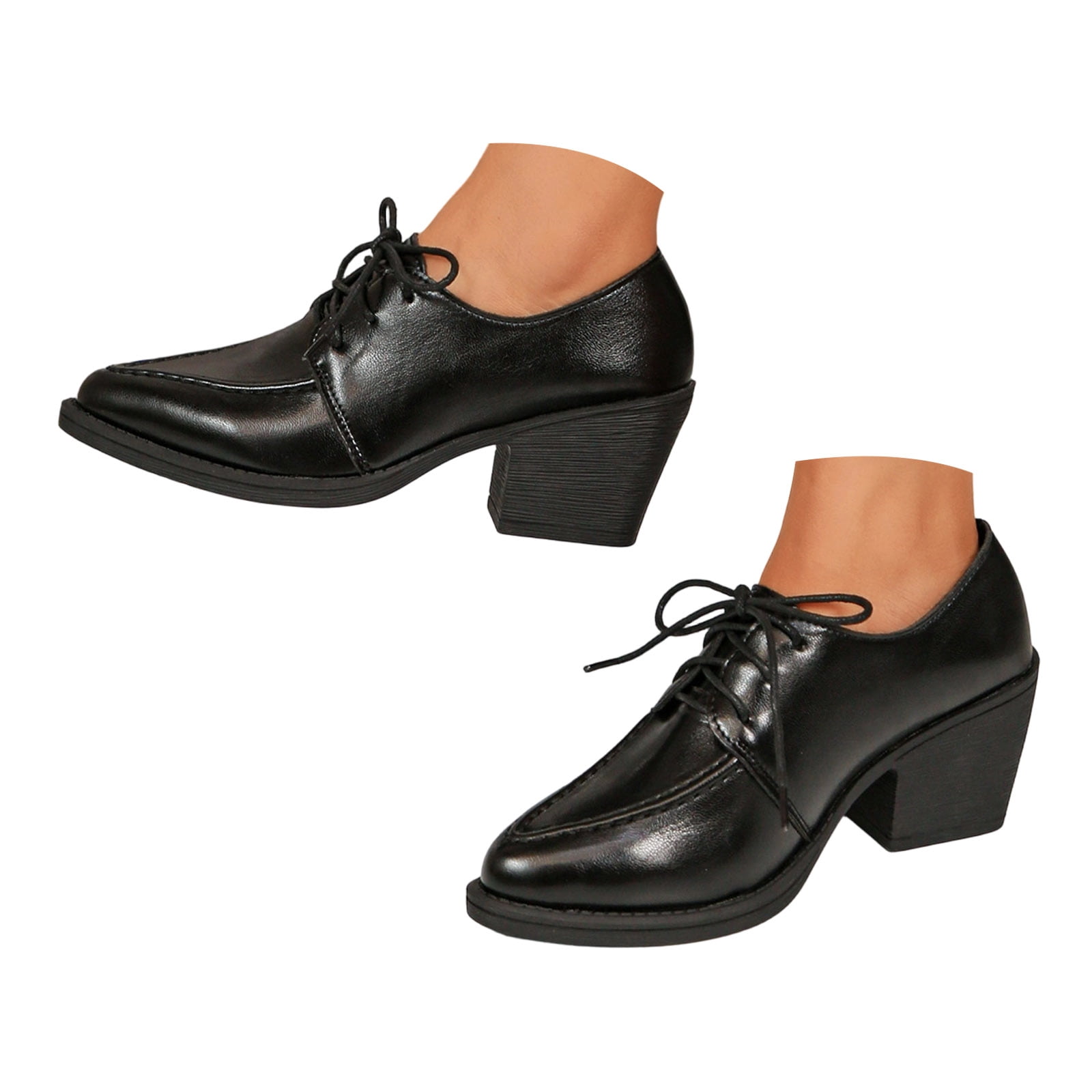 black high top dress shoes Rokment Women's Chunky Heels 2026 Ladies Fashion Casual Leather Pointed Toe Oxfords Business Office Slip on Dressy Pumps Fall A Mom and Baby Girl semi-custom wedding dress Size:32 Long soft and comfortable suedetec