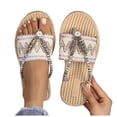 thumbnail image 1 of Rokment Women's Bohemian Ethnic Flat Dress Flip Flops Beach Vacation Summer Casual Waterproof Slip on Thongs Sandals Boho Dressy Slides White Size 9, 1 of 4