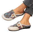 thumbnail image 1 of Rokment Women's Bohemian Ethnic Mules Dress Slides Sandals Beach Summer Vintage Casual Closed Toe Wedge Low Heels Comfortable Walking Half Slippers Clogs for Wide Width Red Size 9.5, 1 of 7