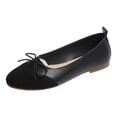 thumbnail image 1 of Rokment Women's Bowknot Ballet Flat Dressy Shoes Stylish Simple Color Block Ballerina Dress Slip on Loafers Casual Comfortable Walking Low Heels Fall Black Size 7.5, 1 of 5