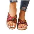 thumbnail image 1 of Rokment Women's Butterfly Beach Slides Sandals 2026 Summer Bohemian Comfortable Casual Waterproof Straw Footbed Platform Walking Dress Slip on Slippers for Indoor Outdoor A Size 6, 1 of 6
