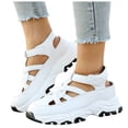 thumbnail image 1 of Rokment Women's Chunky Platform Gladiator Walking Sandals Fashion Casual Leather Closed Toe Height Increasing Wedge Non Slip Sneakers Work Shoes for Spring Summer Fall White Size 9, 1 of 9