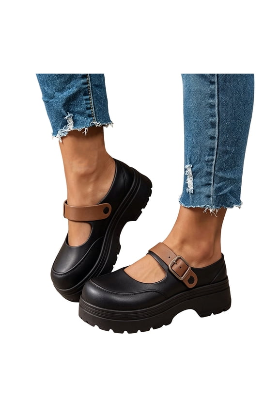 Women's Chunky Platform Slip on Mary Jane with Adjustable Back Strap 2026 Casual Height Increasing Barefoot Slip on Water Sandals Dress Clogs Black Size 8