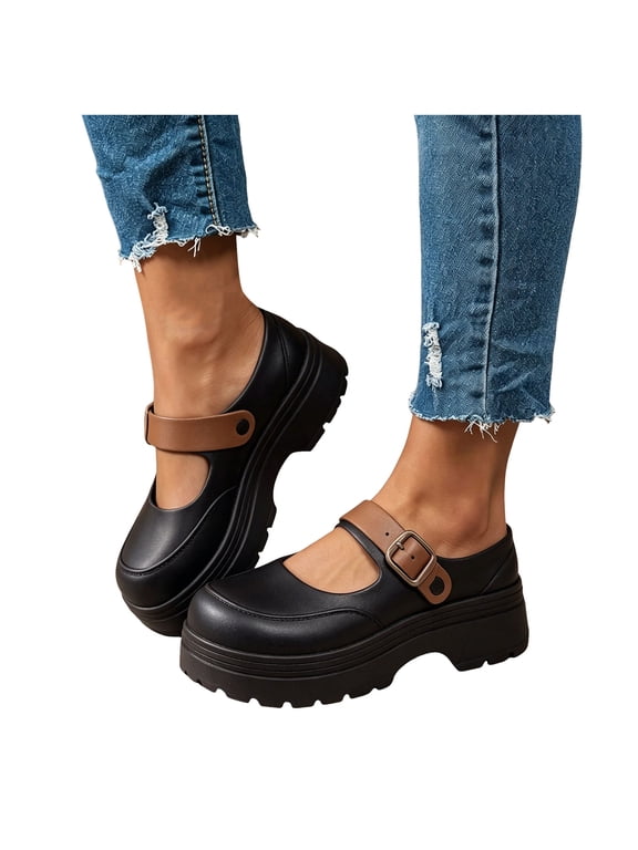 Women's Chunky Platform Slip on Mary Jane with Adjustable Back Strap 2026 Casual Height Increasing Barefoot Slip on Water Sandals Dress Clogs Black Size 6