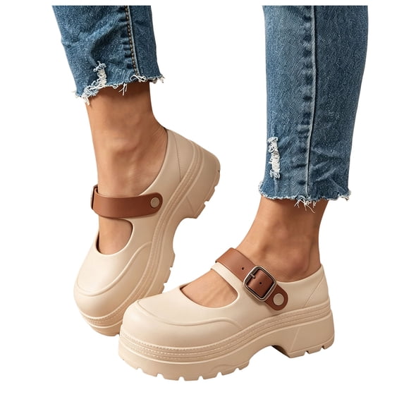 Rokment Women's Chunky Platform Slip on Mary Jane with Adjustable Back Strap 2026 Casual Height Increasing Barefoot Slip on Water Sandals Dress Clogs Khaki Size 7