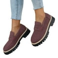 thumbnail image 1 of Rokment Women's Classic Slip on Loafers Walking Shoes 2026 Spring Fall Leather Mid Heel Chunky Oxfords Dress Mary Jane for Ladies Business Work Purple Size 8, 1 of 6