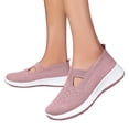 thumbnail image 1 of Rokment Women's Comfortable Memory Foam Orthopedic Wedge Walking Shoes Spring Fall Casual Knitted Platform Low Heel Slip-On Nursing Tennis Driving Sneakers with Arch Support Pink Size 7.5, 1 of 6