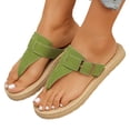 thumbnail image 1 of Rokment Women's Flat Flip Flops Sandals Beach Casual Suede Buckles Waterproof Soles Platform Gladiator Thongs Dress Slip on Slides Summer Vacation Green Size 8.5, 1 of 7