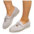 thumbnail image 1 of Rokment Women's Fringe Slip on Penny Loafers Suede Tassel Platform Chunky Low Heel Ballet Flat Oxfords Boho Beach Casual Fashion Walking Dress Shoes E Size 7.5, 1 of 6