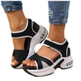 thumbnail image 1 of Rokment Women's Height Increasing Comfortable Walking Sandals 2026 Stylish Athletic Open Toe Ankle Strap Platform Non Slip Work Wedge Heels Chunky Summer Nursing Shoes Black Size 6.5, 1 of 7