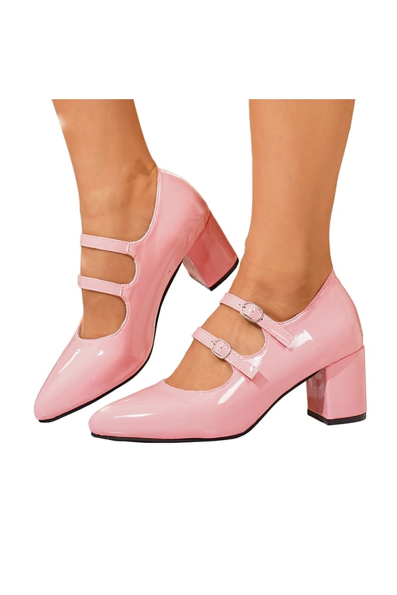 Women's High Heels Dress Shoes for Ladies Fashion Leather Pointed Toe Chunky Block Heeled Bridal Banquet Dressy Pumps Wine Size 6
