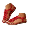 thumbnail image 1 of Rokment Women's Lace Crochet Flower Flip Flops Comfortable Orthopedic Platform Wedge Slingback Dressy Walking Sandals for Beach Summer 2026 Red Size 6, 1 of 7