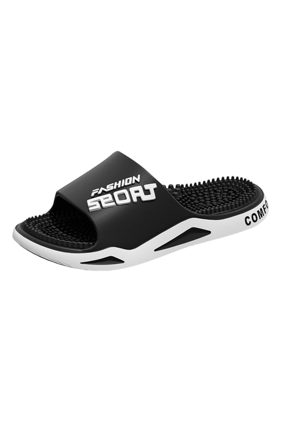 Women's Men's Acupressure Massage Slippers for Plantar Fasciitis Neuropathy Non-Slip Bathroom Shower Water Bath Sandals Stress Relief Black Size 9