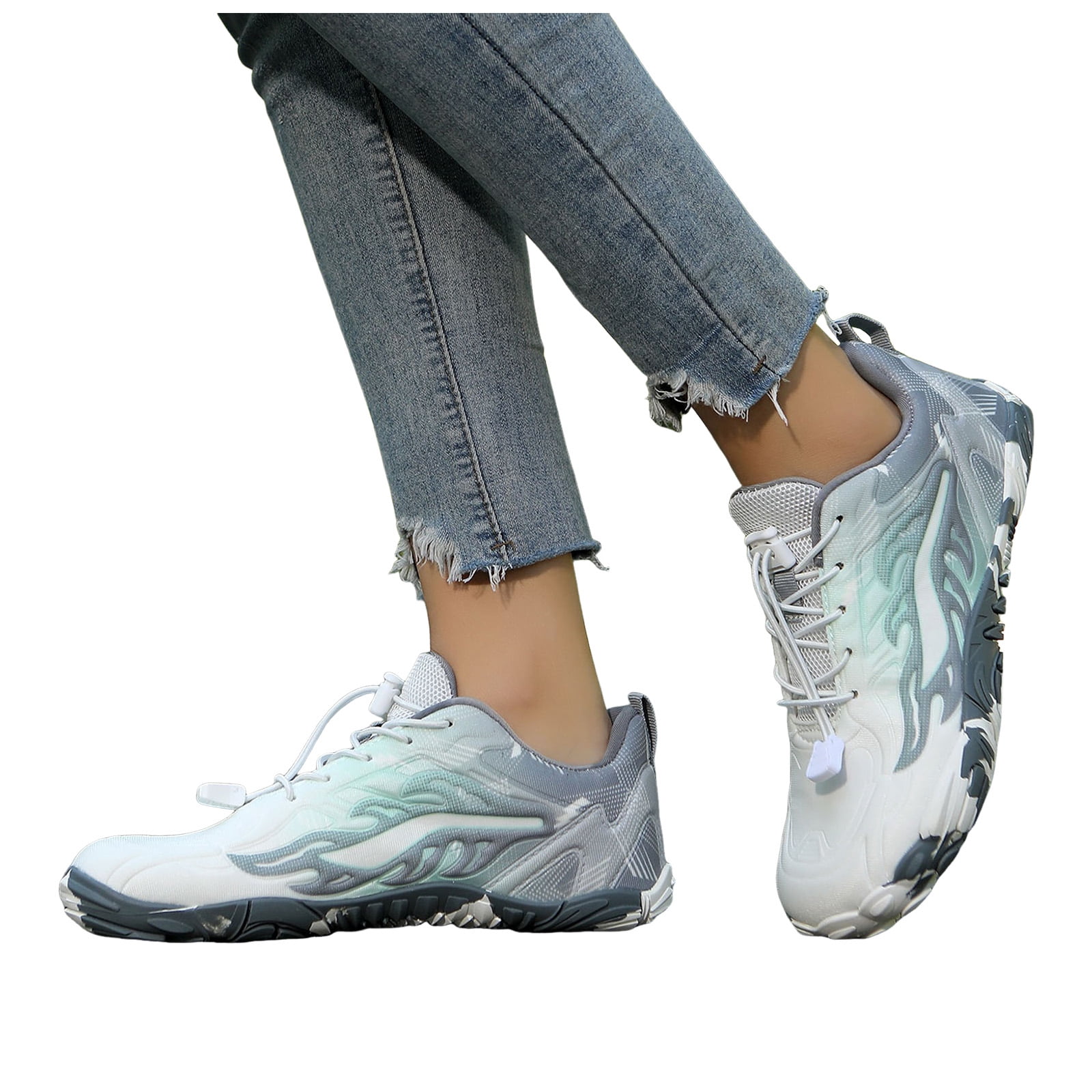 Rokment Women's Men's Barefoot Hiking Climbing Trekking Shoes Outdoor Sport Athletic Wide Toe Waterproof Non Slip Trail-Running Workout Fitness Exercise Trainners Light Gray Size 7