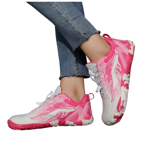 Rokment Women's Men's Barefoot Hiking Climbing Trekking Shoes Outdoor Sport Athletic Wide Toe Waterproof Non Slip Trail-Running Workout Fitness Exercise Trainners Hot Pink Size 7.5