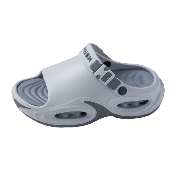 Rokment Women's Men's Chunky Air Cushion Ortho Walking Slippers with Back Strap Comfortable Non Slip Cloud Pillow Thick Sole Water Sandals Outfoor for Plantar Fasciitis Grey Size 10-10.5