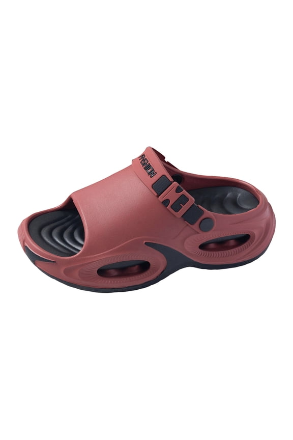 Women's Men's Chunky Air Cushion Ortho Walking Slippers with Back Strap Comfortable Non Slip Cloud Pillow Thick Sole Water Sandals Outfoor for Plantar Fasciitis Red Size 7-7.5