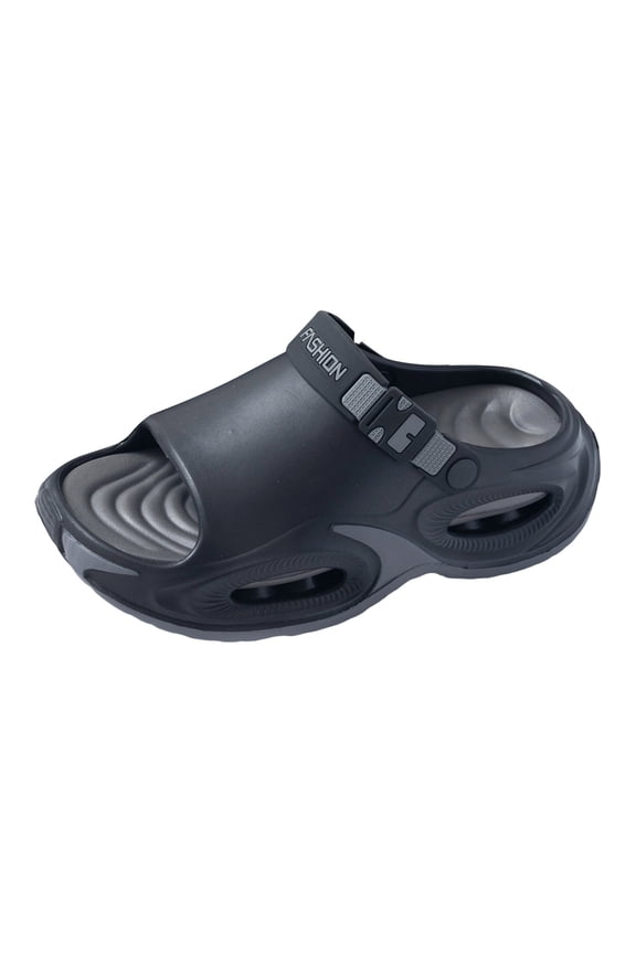 Women's Men's Chunky Air Cushion Ortho Walking Slippers with Back Strap Comfortable Non Slip Cloud Pillow Thick Sole Water Sandals Outfoor for Plantar Fasciitis Black Size 10-10.5