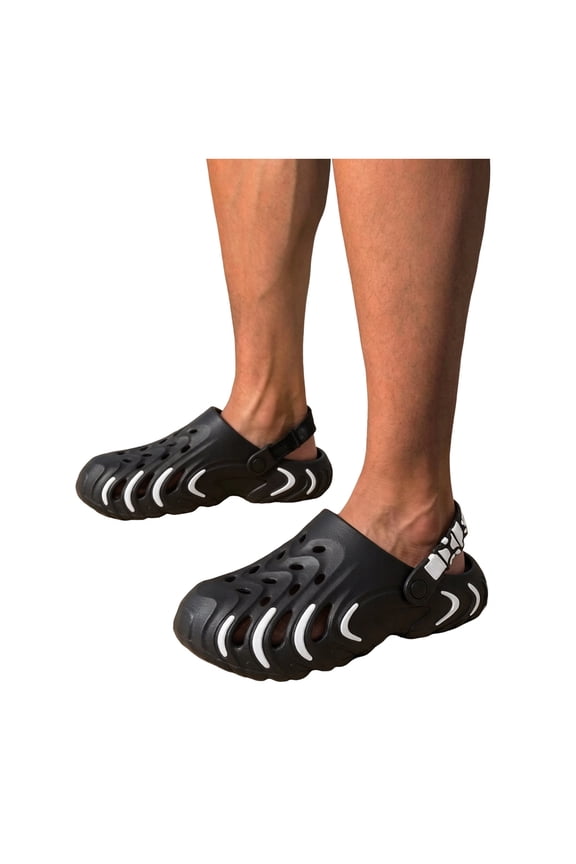Women's Men's Clog Sandals with Adjustable Back Strap Breathable Hollow out EVA Non Slip Closed Toe Waterproof Garden Beach Pool Walking Water Shoes Black Size 8.5