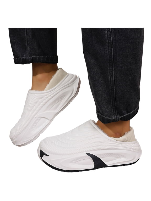 Women's Men's Non-Slip Kitchen Shoes Oil Water Resistant Comfortable Eva Fleece Lined Work Mules Garden Clogs For Winter Restaurant Nursing