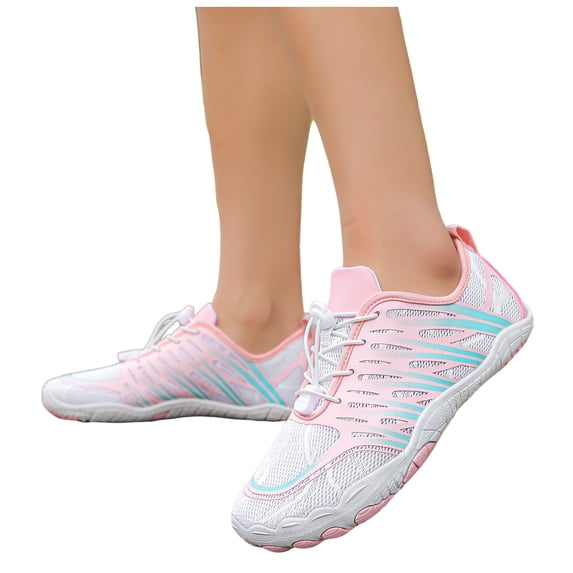 Rokment Women's Men's Water Shoes Beach Swim Barefoot Shoes Quick-Dry Breathable Athletic Wide Toe Hiking Pool Sneakers for Surf Yoga Exercise Aerobics Pink Size 9