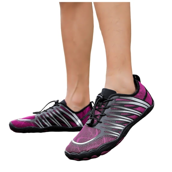 Rokment Women's Men's Water Shoes Beach Swim Barefoot Shoes Quick-Dry Breathable Athletic Wide Toe Hiking Pool Sneakers for Surf Yoga Exercise Aerobics Wine Size 7.5