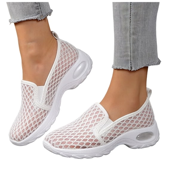 Rokment Women's Mesh Orthopedic Air Cushioned Walking Shoes Comfortable Breathable Arch Support Slip on Nursing Tennis Non-Slip Work Sneakers Sandals