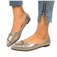 thumbnail image 1 of Rokment Women's Metallic Ballet Flat Dressy Shoes Elegant Fashion Casual Leather Buckles Pointed Toe Slip on Walking Loafers Bridal Glitter Dress Shoe Spring Fall Gold Size 7, 1 of 6
