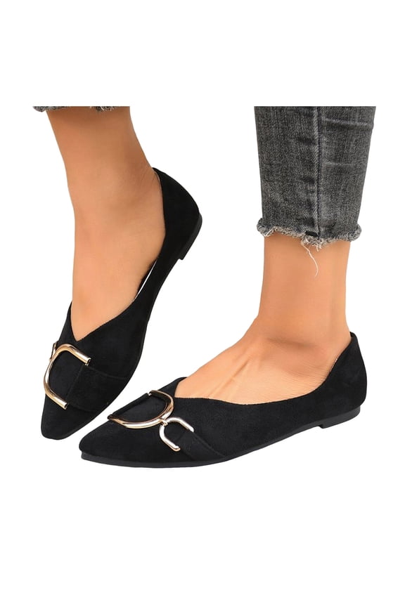 Women's Metallic Ballet Flat Dressy Shoes Elegant Fashion Casual Leather Buckles Pointed Toe Slip on Walking Loafers Bridal Glitter Dress Shoe Spring Fall Beige Size 6.5