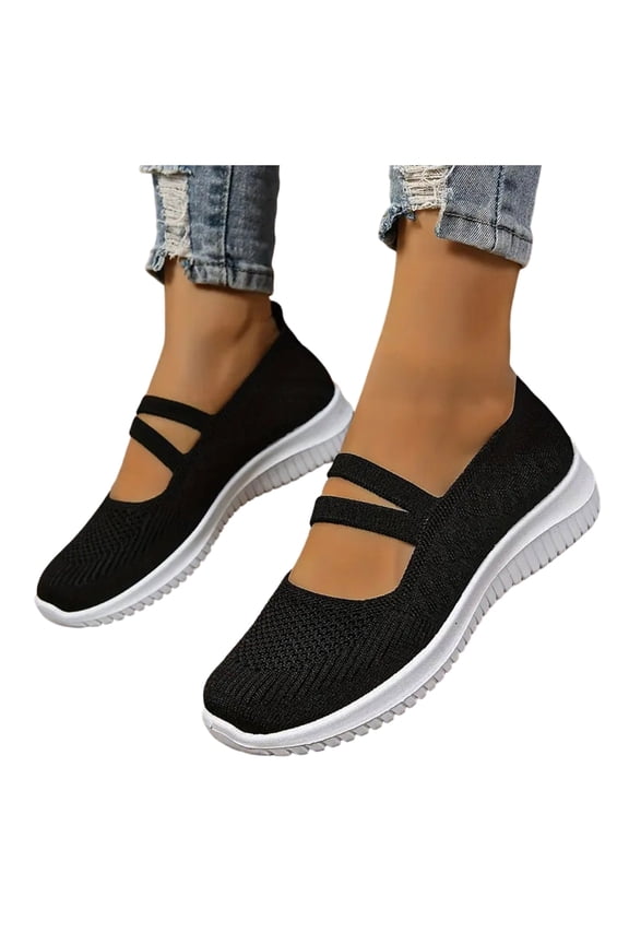 Women's Ortho Nursing Non Slip Work Shoes Comfortable Arch Support Memory Foam Slip on Driving Loafers Casual Walking Sneakers Fall Black Size 6.5