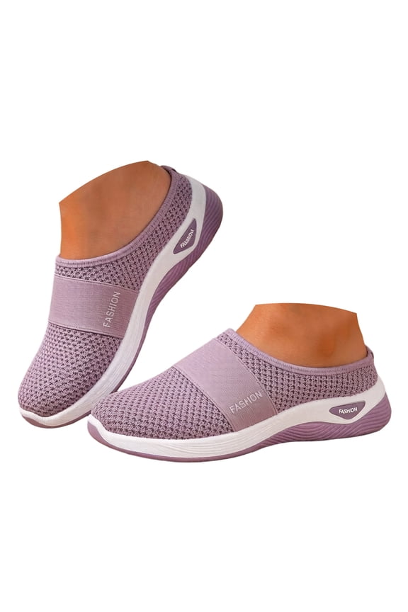 Women's Orthopedic Arch Support Clogs Walking Backless Sandals for Plantar Fasciitis Comfortable Breathable Mesh Tennis Non Slip Nursing Work Shoes Purple Size 7