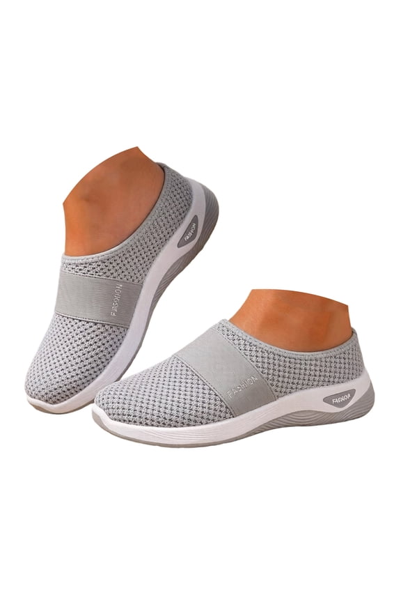 Women's Orthopedic Arch Support Clogs Walking Backless Sandals for Plantar Fasciitis Comfortable Breathable Mesh Tennis Non Slip Nursing Work Shoes Grey Size 7.5