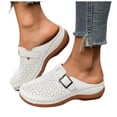 thumbnail image 1 of Rokment Women's Orthopedic Backless Sandals Beach Casual Buckles Closed Toe Arch Support Wedge Clogs Comfortable Platform Walking Mules Boho Retro Chunky Heels Dressy Slip on Slides White Size 8.5, 1 of 4