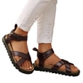 thumbnail image 1 of Rokment Women's Orthopedic Cork Footbed Platform Walking Flat Sandals Comfortable Leather Buckles Strappy Dress Sandals Arch Support Beach Summer Casual Footwear Red Size 7, 1 of 6
