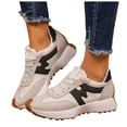 thumbnail image 1 of Rokment Women's Orthopedic Platform Running Walking Shoes Comfortable Vintage Casual Color Block Suede Flatform Mid Heel Tennis Skate Fashion Sneakers Spring Fall White Size 6.5, 1 of 6