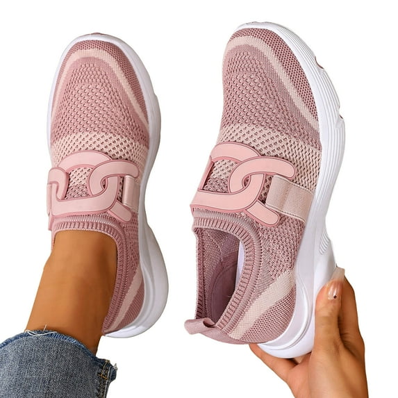 Rokment Women's Orthopedic Slip on Walking Shoes 2026 Spring Fall Comfortable Casual Mesh Memory Foam Wedge Low Heels Athletic Running Tennis Jogging Nursing Fashion Sneakers Pink Size 11