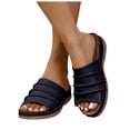 thumbnail image 1 of Rokment Women's Orthopedic Slippers Sandals with Arch Spport Summer Fashion Casual Leather Open Toe Platform Wedge Walking Slip on Indoor Outdoor Slides Blue Size 7, 1 of 5