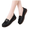 thumbnail image 1 of Rokment Women's Orthopedic Walking Loafers Comfortable Fashion Casual Leather Fringe Arch Support Wedge Slip on Nursing Work Flat Low Heel Oxfords Dress Shoes Black Size 7.5, 1 of 7