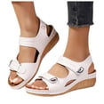 thumbnail image 1 of Rokment Women's Orthopedic Wedge Walking Sandals Beach Comfortable Arch Support Platform Mid Heels Non Slip Work Summer Shoes for Woman with Adjustable Straps White Size 8.5, 1 of 6