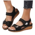 thumbnail image 1 of Rokment Women's Orthopedic Wedge Walking Sandals Beach Comfortable Arch Support Platform Mid Heels Non Slip Work Summer Shoes for Woman with Adjustable Straps Black Size 8, 1 of 6