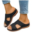 thumbnail image 1 of Rokment Women's Orthopedic Wedges Arch Support Slip on Dress Sandals Comfortable Fashion Casual Leather Platform Walking Slides Slippers for Beach Summer Black Size 7, 1 of 7