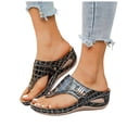 thumbnail image 1 of Rokment Women's Orthopedic Wedges Flip Flops Dress Sandals 2026 Summer Fashion Casual Comfortable Leather Platform Arch Support Walking Thongs Beach Slip on Slides Black Size 9, 1 of 7
