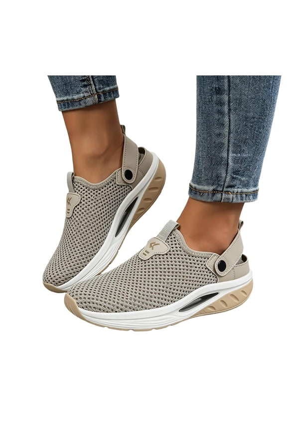 Women's Orthotic Air Cushion Walking Clogs Half Slippers Shoes for Plantar Fasciitis Recovery with Back Strap Athletic Mesh Summer Fall Sandals Beige Size 8