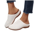 thumbnail image 1 of Rokment Women's Orthotic Clogs Comfortable Platform Wedges Slip on Walking Sandals Beach Summer Leather Closed Toe Mid Heel Mules Nursing Work Slides Shoes White Size 8, 1 of 5