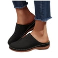 thumbnail image 1 of Rokment Women's Orthotic Clogs Comfortable Platform Wedges Slip on Walking Sandals Beach Summer Leather Closed Toe Mid Heel Mules Nursing Work Slides Shoes Black Size 6.5, 1 of 5
