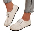 thumbnail image 1 of Rokment Women's Oxfords Dress Walking Shoes Vintage Casual Leather Lace up Flat Comfortable Soft Sole Slip on Fashion Sneakers White Size 7.5, 1 of 9